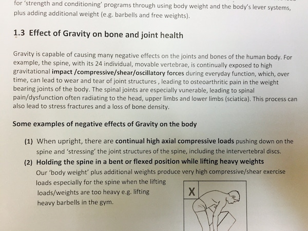 Effect of Gravity on Muscle