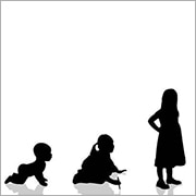 Vector silhouette of woman as generation progresses.