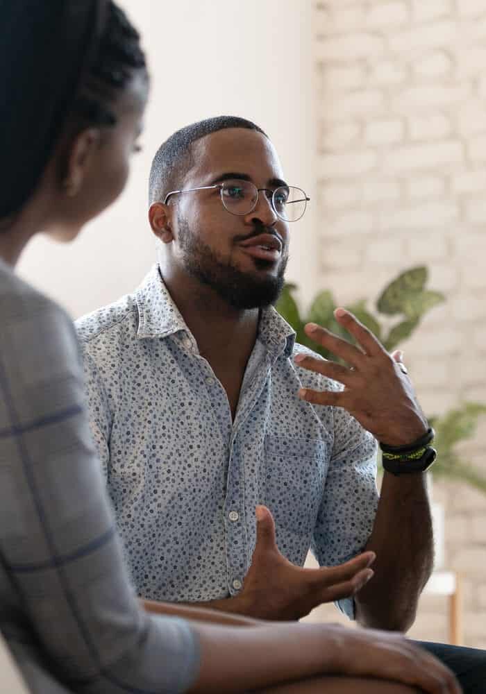 man talking to group